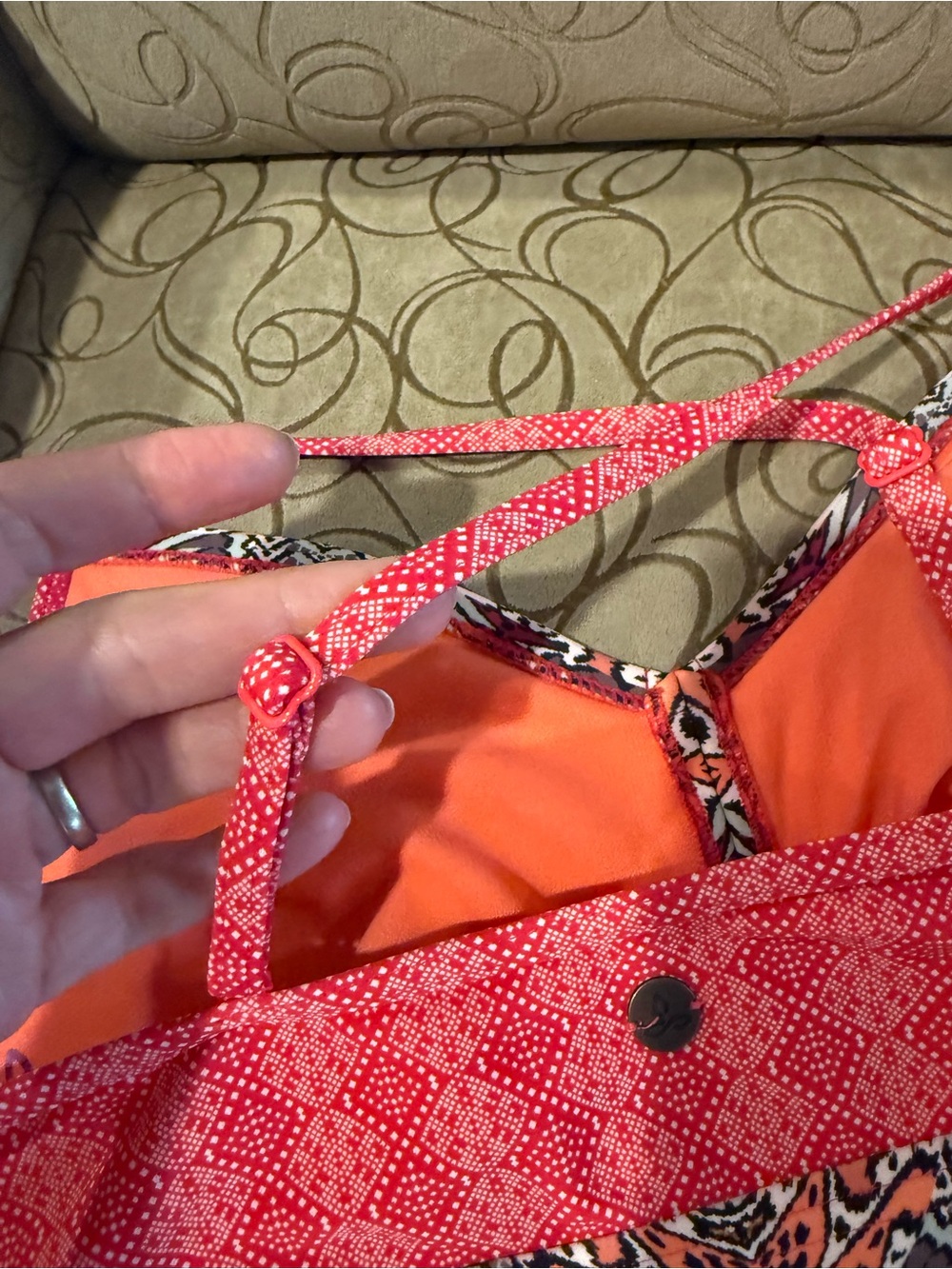 Prana Red and Orange Printed Tankini Set Medium - Picture 8 of 16